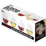 Brand new in box! Set of 4 Slanted Wine Glasses! Impress guests with this set of modern, slanted wine glasses. Retail $19.99 Box has slight damage, contents are perfect